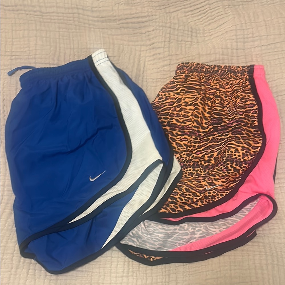 Nike Blue and Leopard Print Athletic Shorts